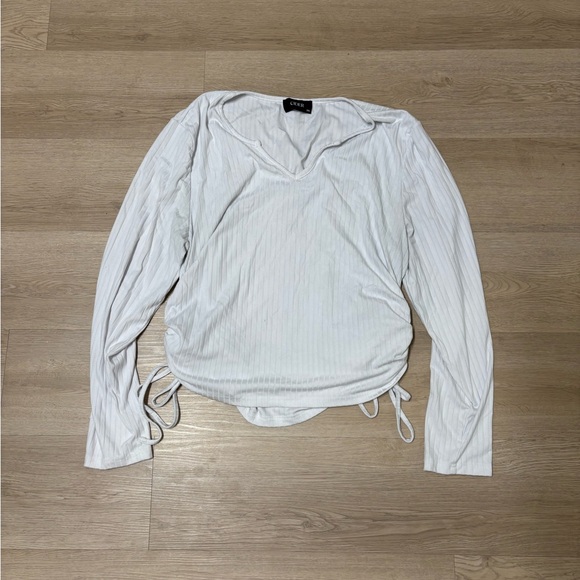 Cider Tops - Cider White Ruched Long Sleeve Blouse